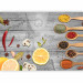Photo Wallpaper Culinary accent - colourful vegetables and spices on a background in grey 127277 additionalThumb 1