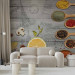 Photo Wallpaper Culinary accent - colourful vegetables and spices on a background in grey 127277