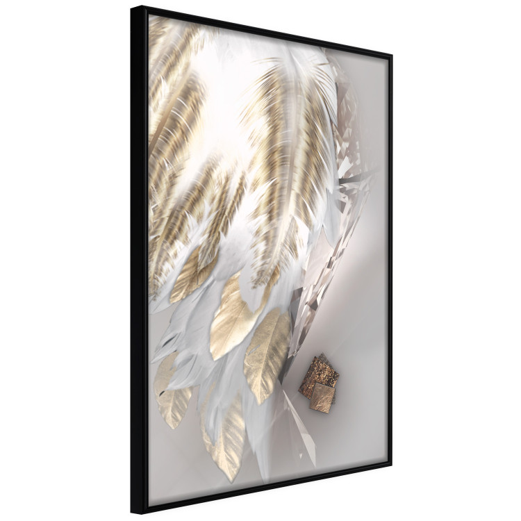 Wall Poster Fallen Angel - abstract composition of white feathers with golden accent 127877 additionalImage 11