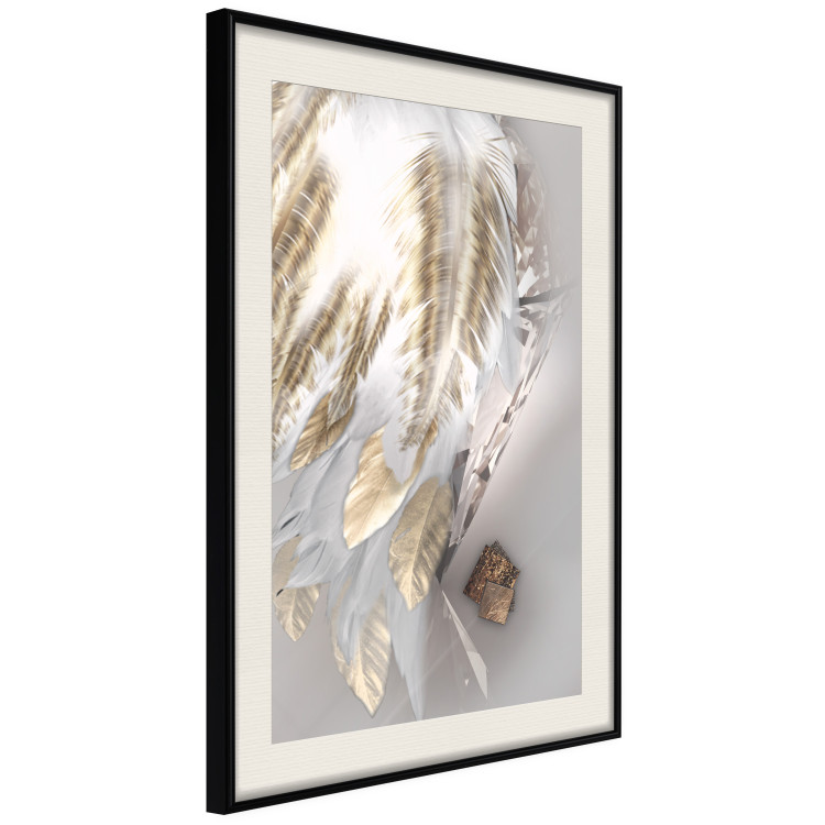 Wall Poster Fallen Angel - abstract composition of white feathers with golden accent 127877 additionalImage 3