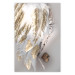 Wall Poster Fallen Angel - abstract composition of white feathers with golden accent 127877