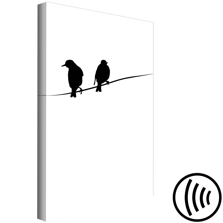 Canvas Art Print Bird Chatter (1-part) vertical - black animals on a white background 129577 additionalImage 6