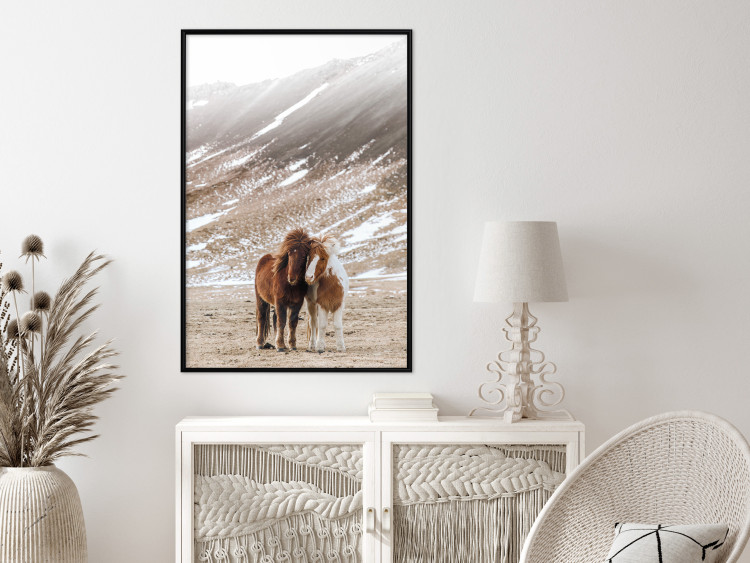 Wall Poster Warm Friendship - autumn landscape of a pair of animals against a mountain backdrop 130377 additionalImage 4