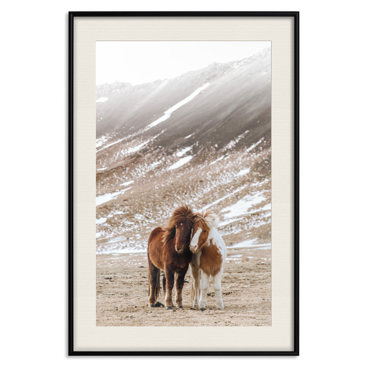 Wall Poster Warm Friendship - autumn landscape of a pair of animals against a mountain backdrop 130377 additionalImage 19
