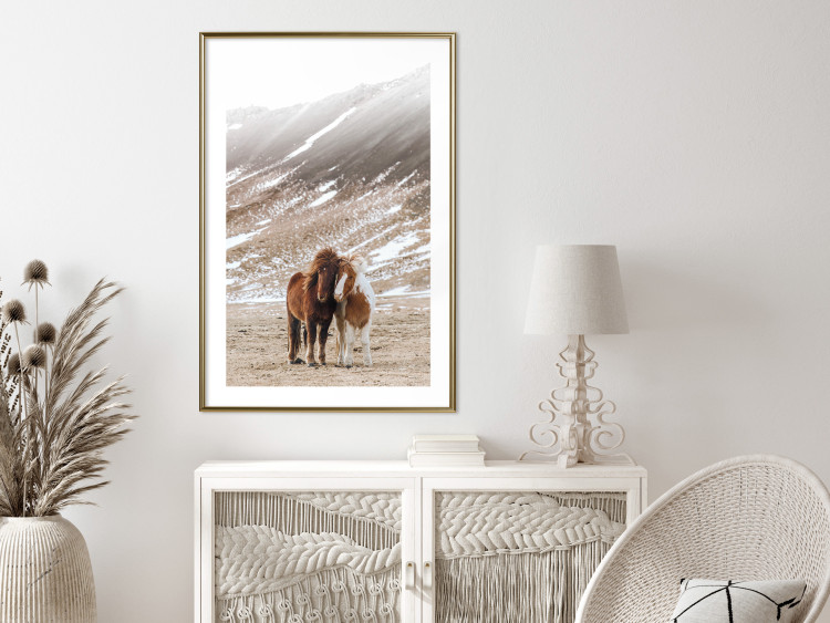 Wall Poster Warm Friendship - autumn landscape of a pair of animals against a mountain backdrop 130377 additionalImage 15