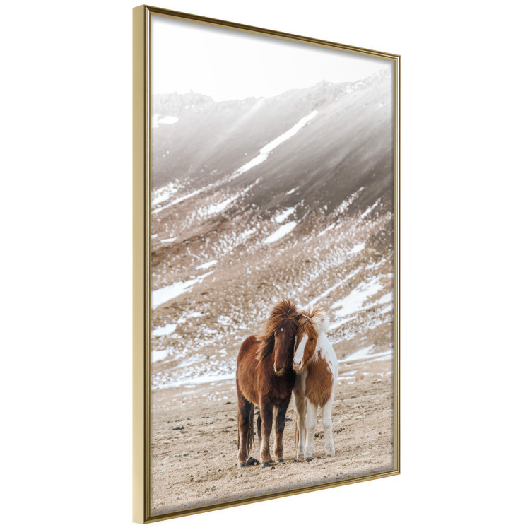 Wall Poster Warm Friendship - autumn landscape of a pair of animals against a mountain backdrop 130377 additionalImage 12