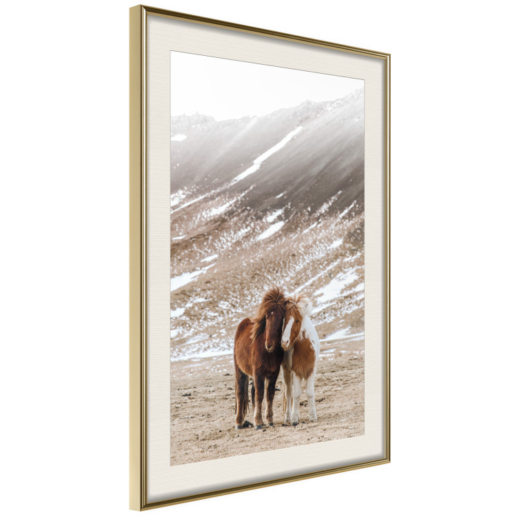 Wall Poster Warm Friendship - autumn landscape of a pair of animals against a mountain backdrop 130377 additionalImage 3