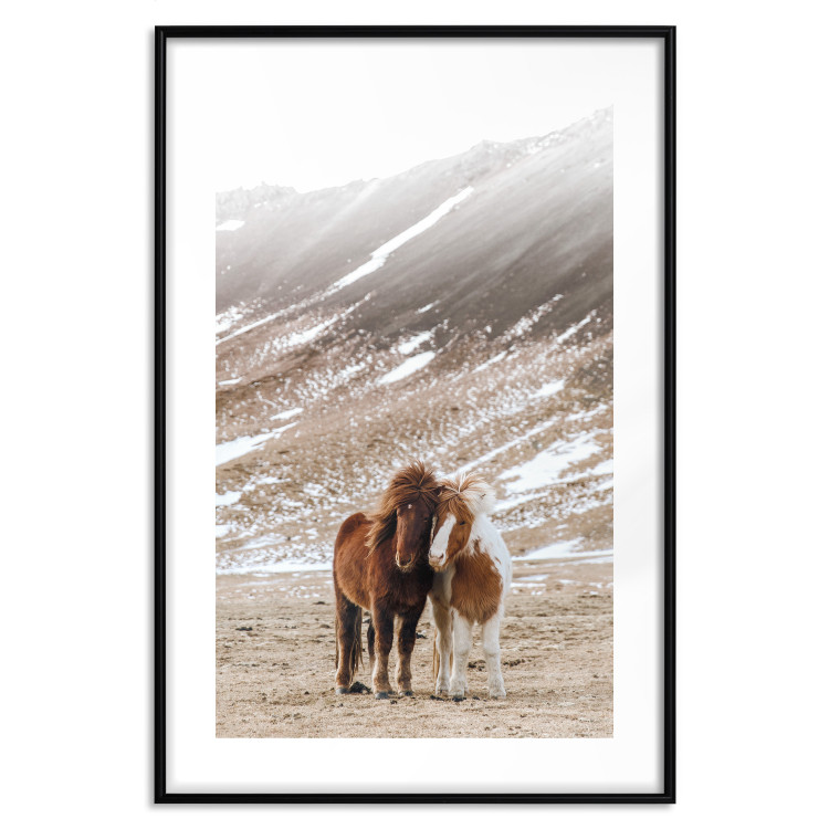 Wall Poster Warm Friendship - autumn landscape of a pair of animals against a mountain backdrop 130377 additionalImage 15