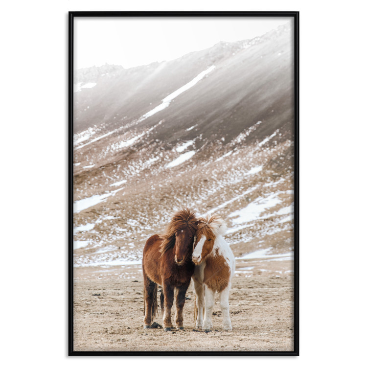 Wall Poster Warm Friendship - autumn landscape of a pair of animals against a mountain backdrop 130377 additionalImage 18