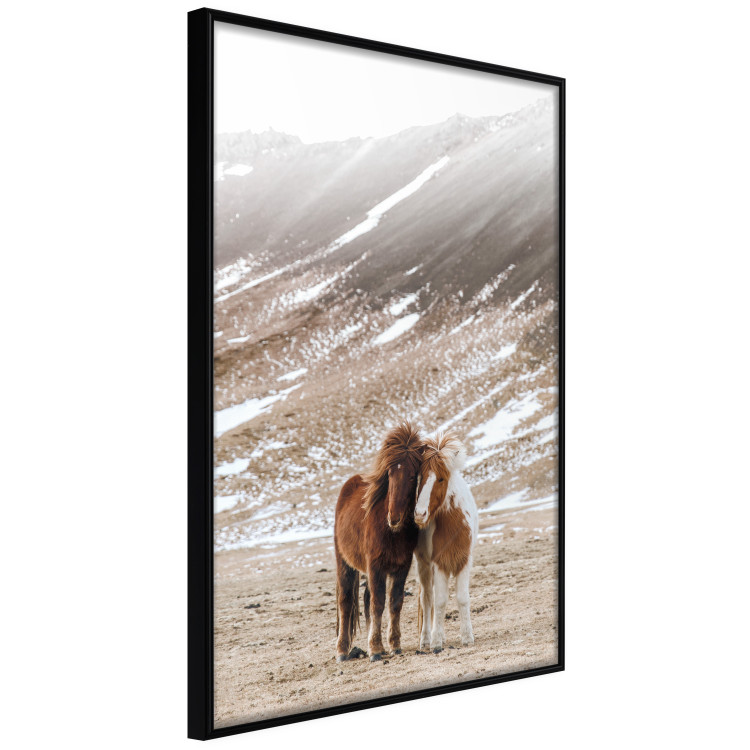 Wall Poster Warm Friendship - autumn landscape of a pair of animals against a mountain backdrop 130377 additionalImage 11