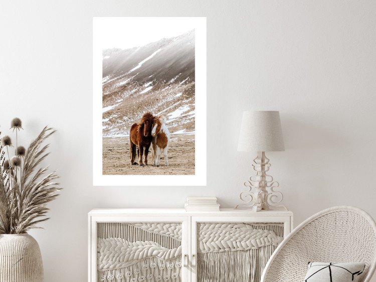 Wall Poster Warm Friendship - autumn landscape of a pair of animals against a mountain backdrop 130377 additionalImage 5