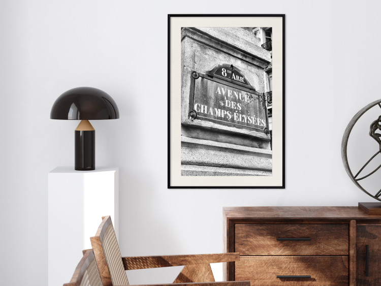 Poster Avenue Des Champs Elysees - black and white sign with inscriptions in Paris 132277 additionalImage 24