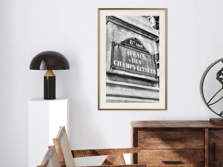Poster Avenue Des Champs Elysees - black and white sign with inscriptions in Paris 132277 additionalImage 22