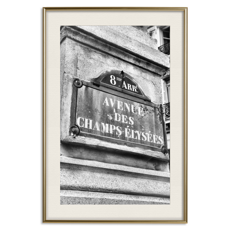 Poster Avenue Des Champs Elysees - black and white sign with inscriptions in Paris 132277 additionalImage 20