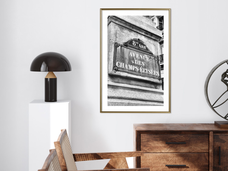 Poster Avenue Des Champs Elysees - black and white sign with inscriptions in Paris 132277 additionalImage 15