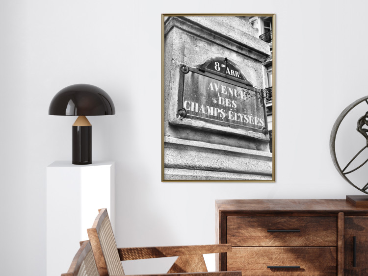 Poster Avenue Des Champs Elysees - black and white sign with inscriptions in Paris 132277 additionalImage 7