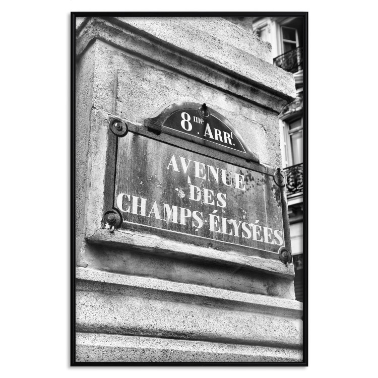 Poster Avenue Des Champs Elysees - black and white sign with inscriptions in Paris 132277 additionalImage 18