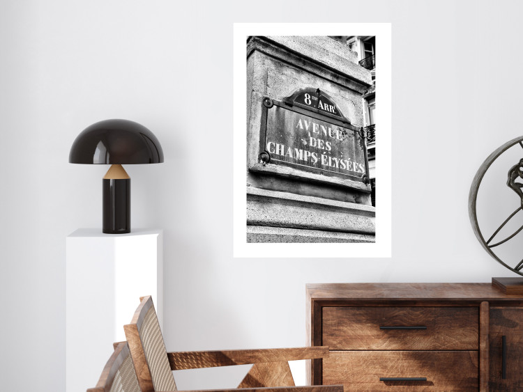 Poster Avenue Des Champs Elysees - black and white sign with inscriptions in Paris 132277 additionalImage 3