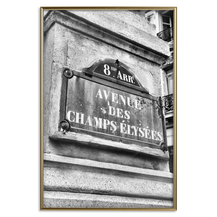 Poster Avenue Des Champs Elysees - black and white sign with inscriptions in Paris 132277 additionalImage 21