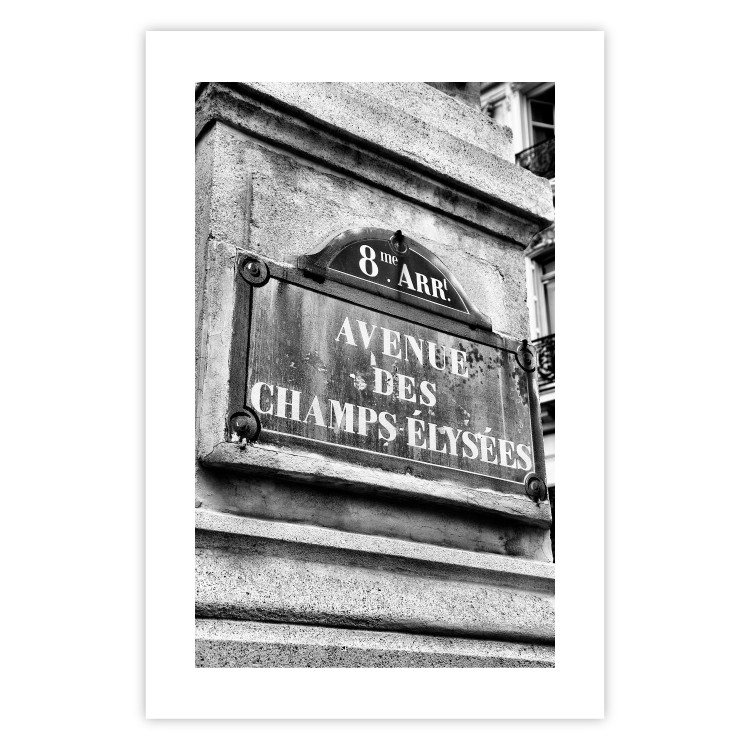 Poster Avenue Des Champs Elysees - black and white sign with inscriptions in Paris 132277 additionalImage 19