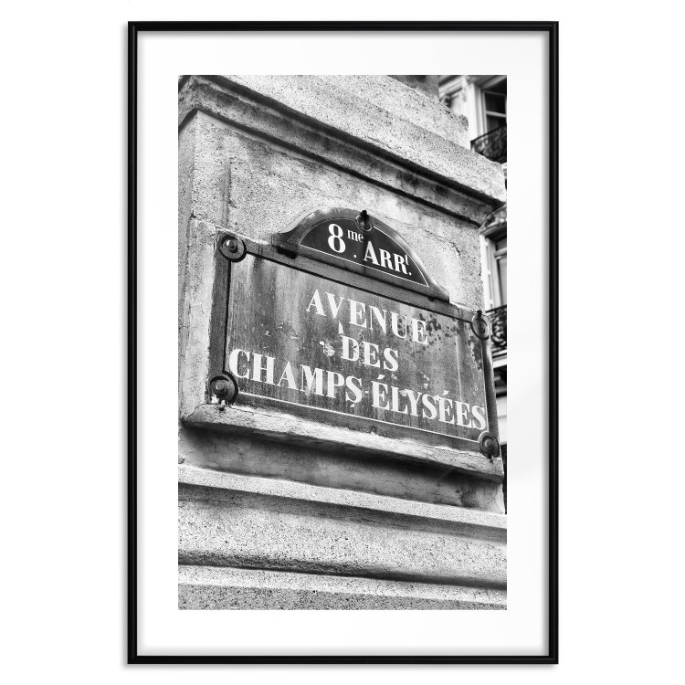 Poster Avenue Des Champs Elysees - black and white sign with inscriptions in Paris 132277 additionalImage 15