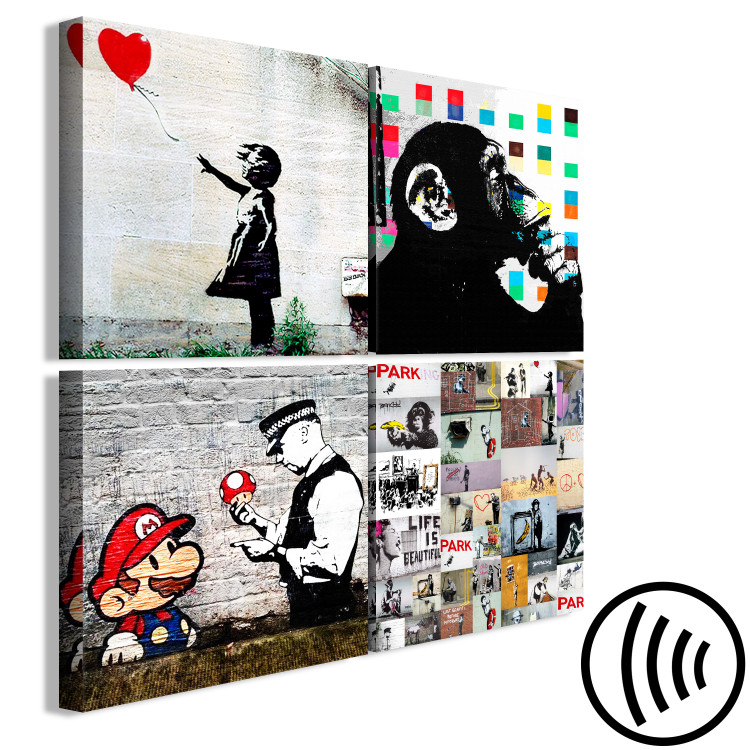 Canvas Banksy Collage (4 Parts) 132477 additionalImage 6