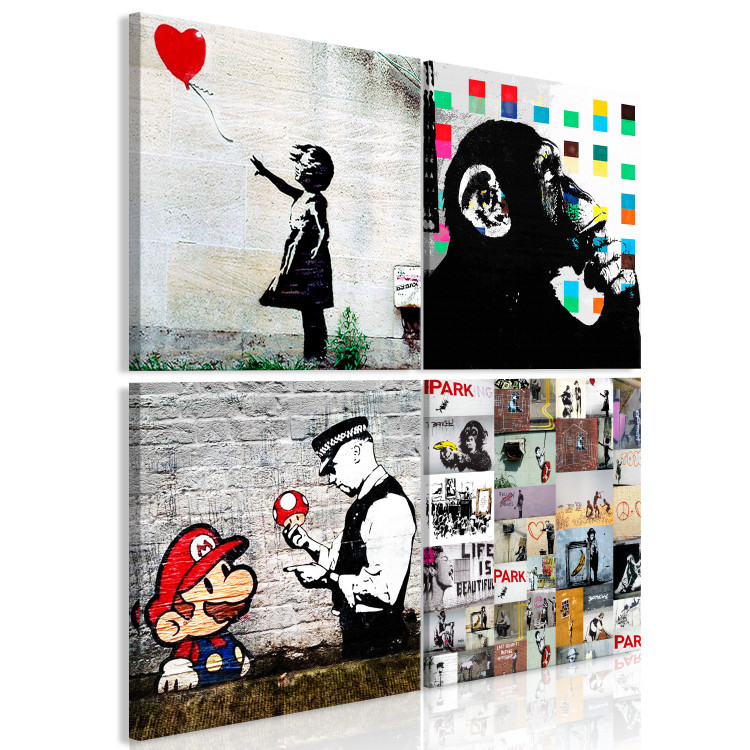 Canvas Banksy Collage (4 Parts) 132477 additionalImage 2