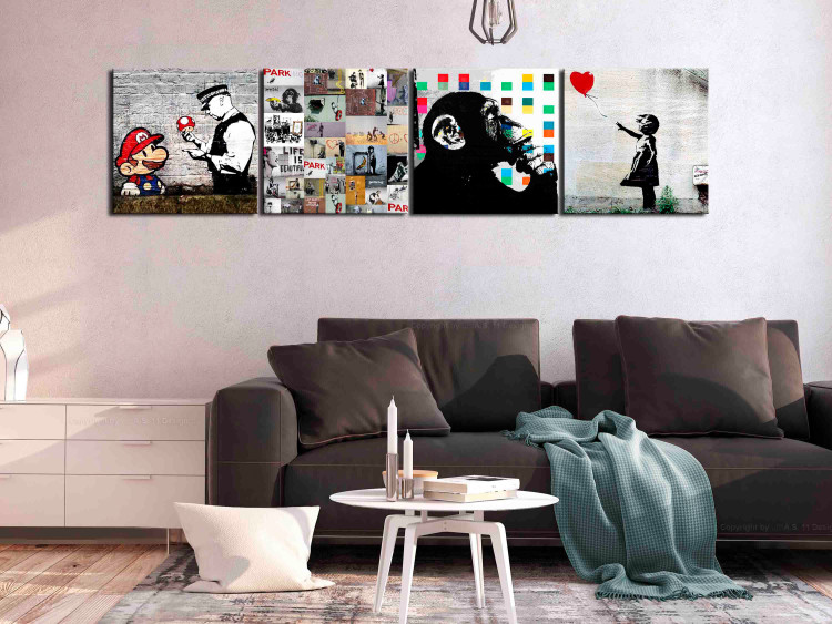 Canvas Banksy Collage (4 Parts) 132477 additionalImage 3