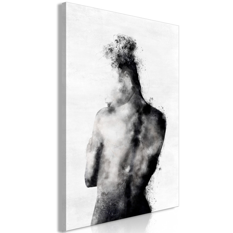 Canvas Art Print Contemplative (1-piece) Vertical - abstract black and white silhouette 134177 additionalImage 2