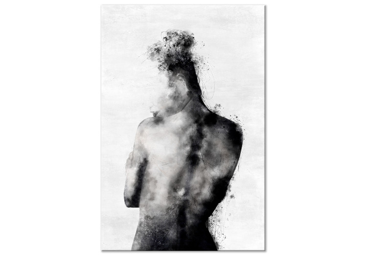 Canvas Art Print Contemplative (1-piece) Vertical - abstract black and white silhouette 134177