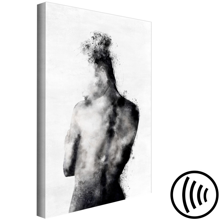 Canvas Art Print Contemplative (1-piece) Vertical - abstract black and white silhouette 134177 additionalImage 6