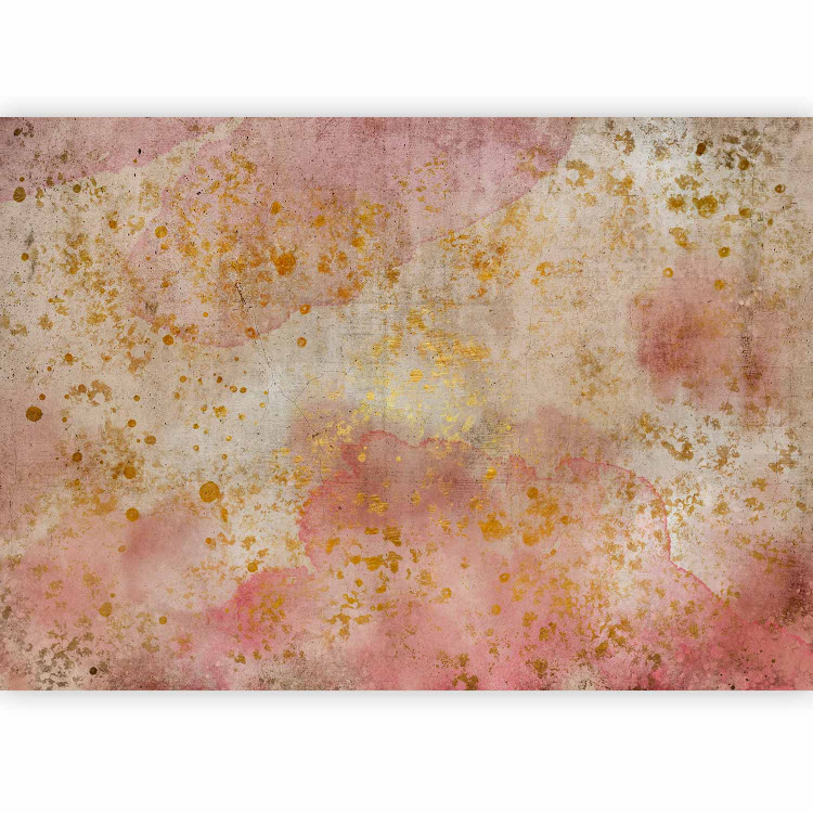 Photo Wallpaper Pink abstract - watercolour on concrete background with gold details 135377 additionalImage 1