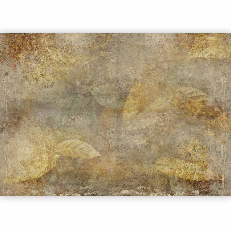 Photo Wallpaper Vintage composition - landscape of golden leaves on a background with concrete texture 135477 additionalImage 5