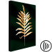 Canvas Art Print Golden palm leaf - Botanical theme on a background of green 135577 additionalThumb 6