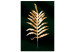 Canvas Art Print Golden palm leaf - Botanical theme on a background of green 135577