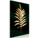 Canvas Art Print Golden palm leaf - Botanical theme on a background of green 135577 additionalThumb 2