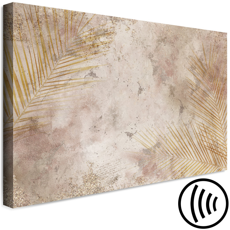Canvas Print Golden Nature (1-piece) Wide - small palm leaves and beige background 142777 additionalImage 6