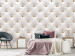 Photo Wallpaper Golden comfort - textured leather background with quilting and golden pearls 143177
