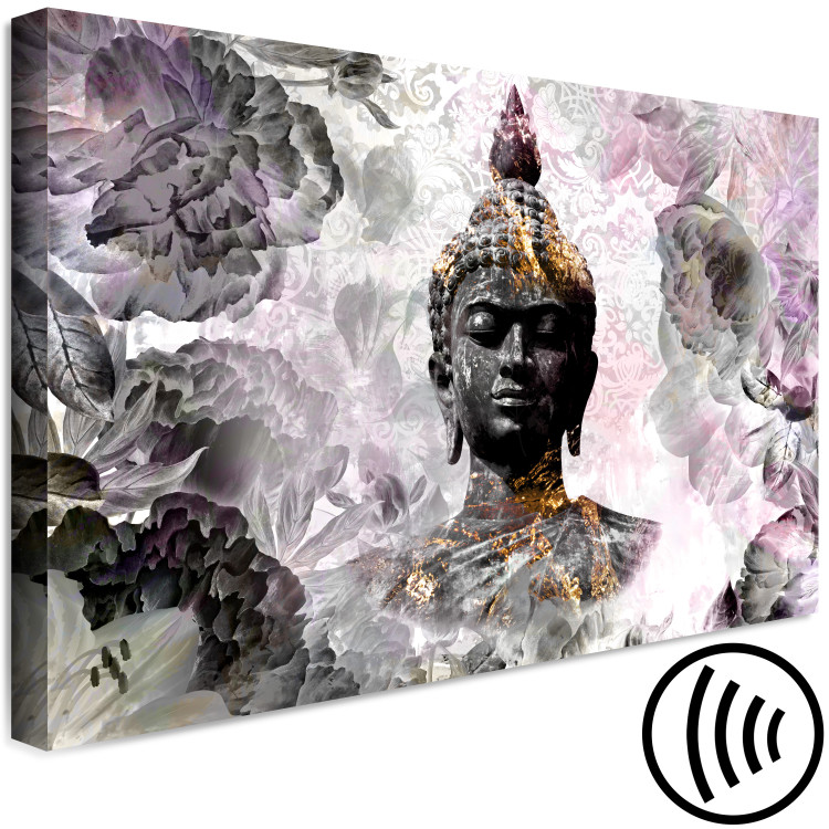 Canvas Print Gilded Buddha (1-piece) - oriental statue and Zen-style flowers 143877 additionalImage 6
