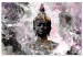 Canvas Print Gilded Buddha (1-piece) - oriental statue and Zen-style flowers 143877