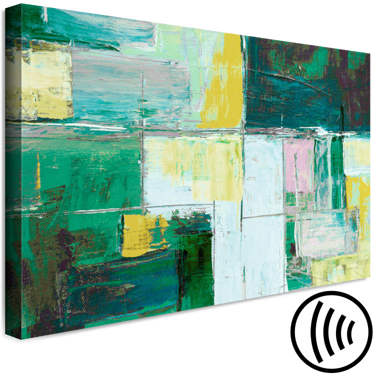 Canvas Print Oil Abstraction (1-piece) - geometric composition in greens 145177 additionalImage 6