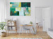 Canvas Print Oil Abstraction (1-piece) - geometric composition in greens 145177 additionalThumb 3