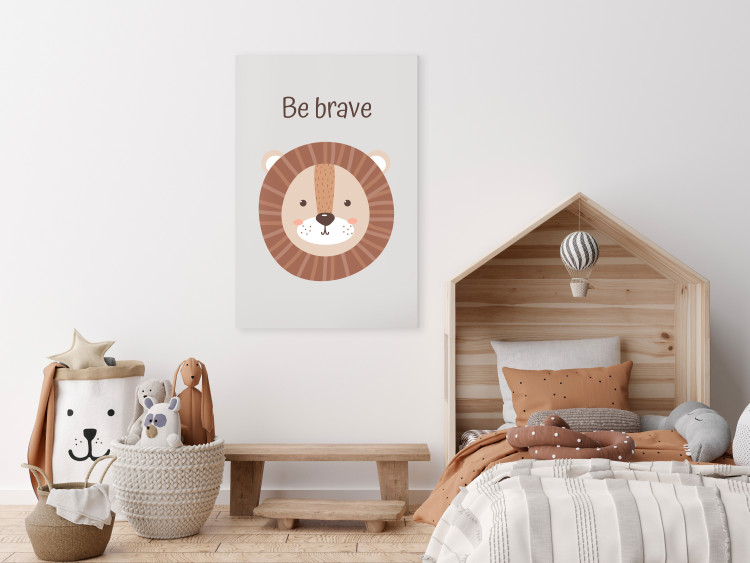 Canvas Print Be Brave (1-piece) - cheerful lion and motivating slogan for children 146577 additionalImage 3