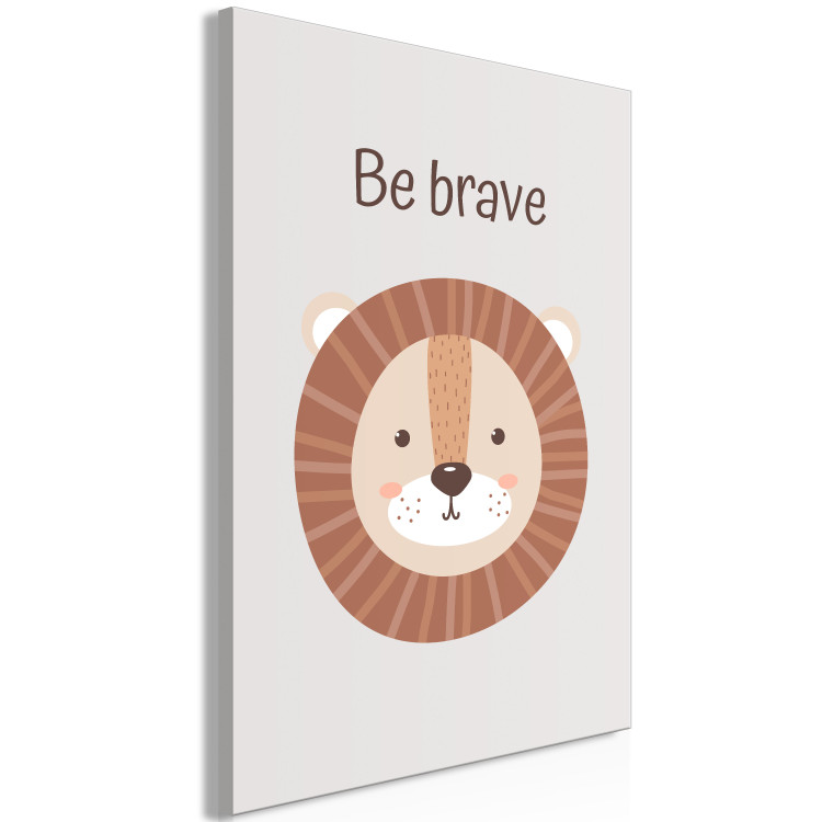 Canvas Print Be Brave (1-piece) - cheerful lion and motivating slogan for children 146577 additionalImage 2