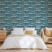 Wallpaper Turquoise Ocean in a Storm - Hand Drawn Waves in Retro Style 149877 additionalThumb 4