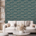 Wallpaper Turquoise Ocean in a Storm - Hand Drawn Waves in Retro Style 149877