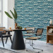 Wallpaper Turquoise Ocean in a Storm - Hand Drawn Waves in Retro Style 149877 additionalThumb 9