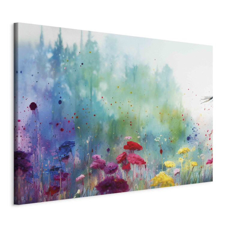Canvas Colorful Flowers - A Painting Composition With a Forest Generated by AI 151077 additionalImage 2