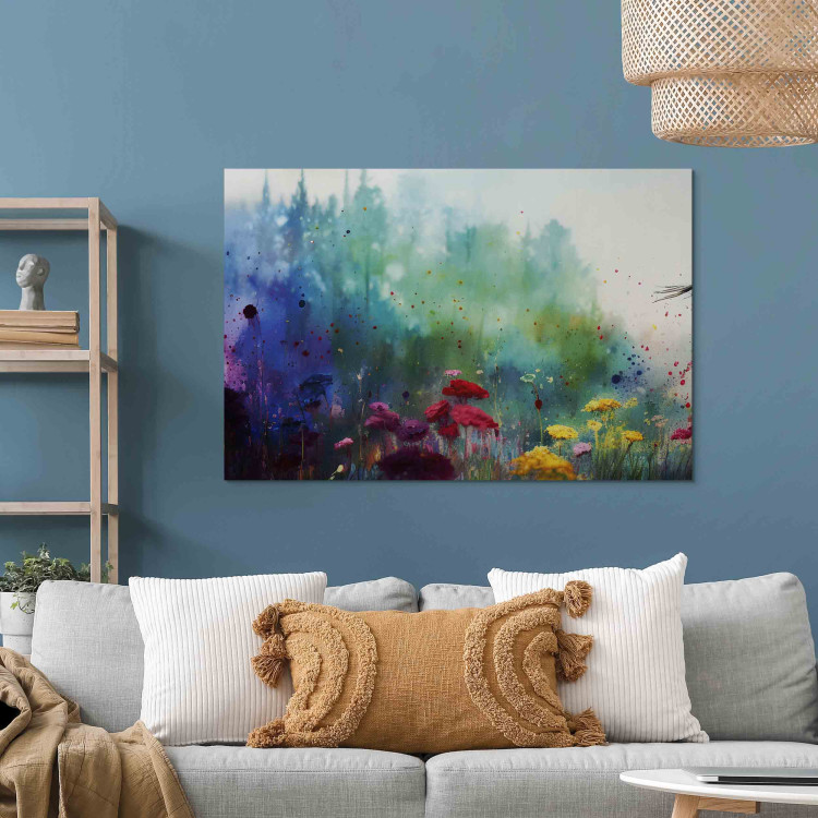 Canvas Colorful Flowers - A Painting Composition With a Forest Generated by AI 151077 additionalImage 3