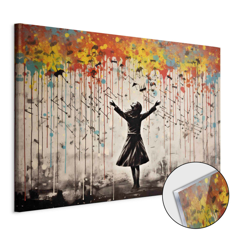 Print On Glass Rain Song - Colorful Graffiti in the Style of Banksy [Glass] 151877